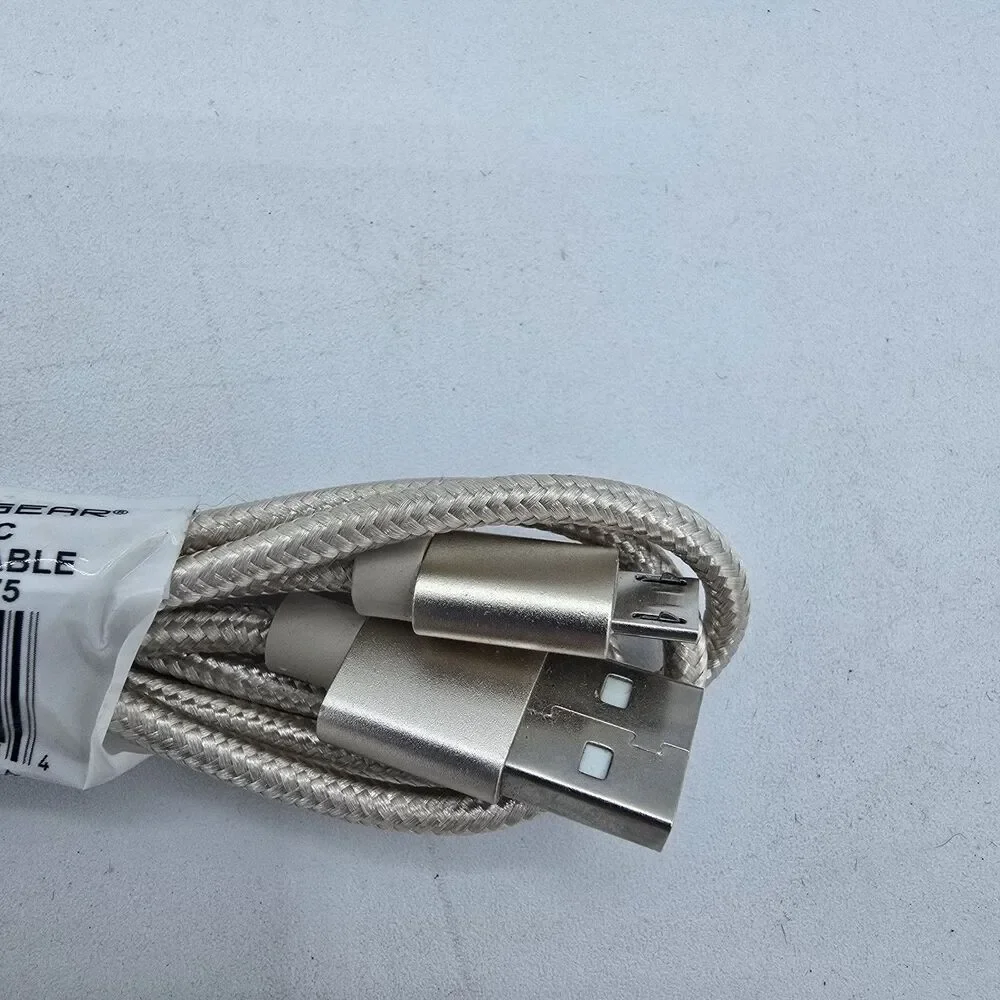 Wireless Gear 3FT Micro USB Fabric Cable - White Gold